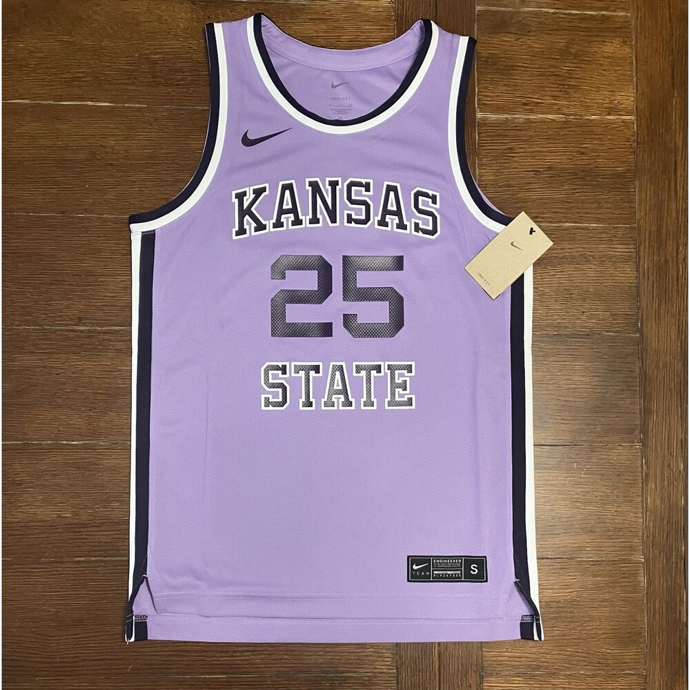 Men’s Nike Kansas State KSU Lavender Purple Basketball Jersey #25 Size S, NWT